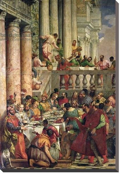 Постер The Marriage Feast at Cana, detail of the left hand side, c.1562 с типом исполнения На холсте без рамы
