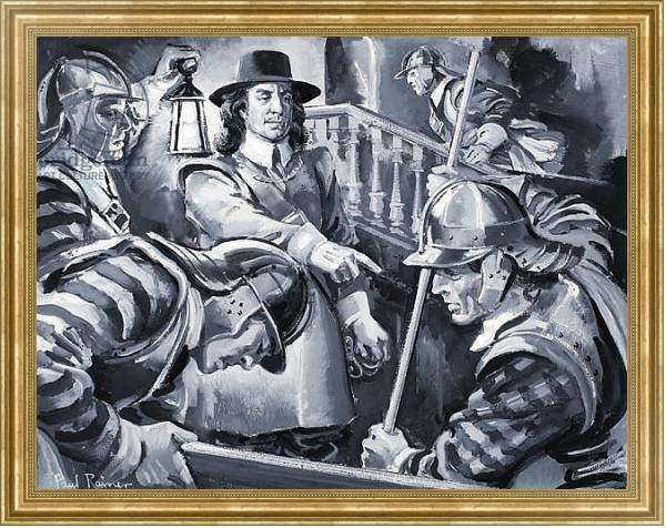 Постер Oliver Cromwell and his Roundheads search a house for Royalists с типом исполнения На холсте в раме в багетной раме NA033.1.051