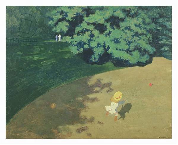 Постер The Balloon or Corner of a Park with a Child Playing with a Balloon, 1899 с типом исполнения На холсте в раме в багетной раме 221-03