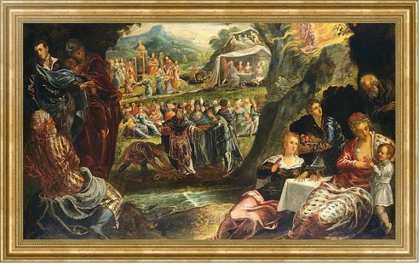 Постер The Worship of the Golden Calf, c.1560 с типом исполнения На холсте в раме в багетной раме NA033.1.051