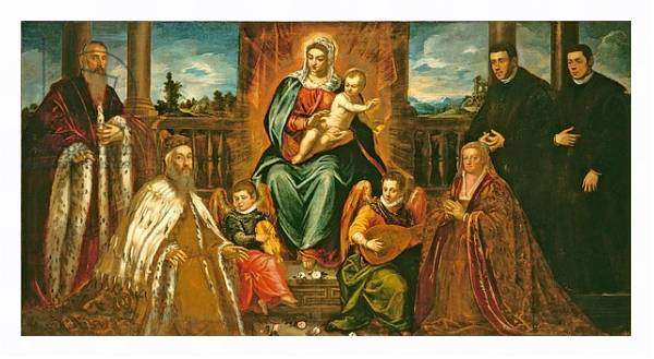 Постер Doge Alvise Mocenigo and Family before the Madonna and Child, c.1573 с типом исполнения На холсте в раме в багетной раме 221-03