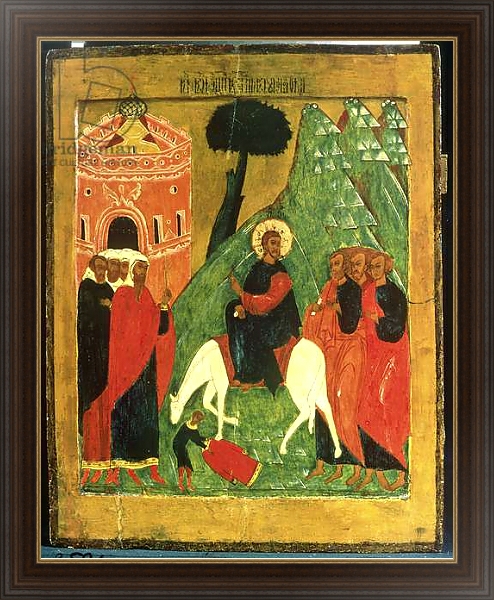 Постер Icon depicting Christ's Entry into Jerusalem с типом исполнения На холсте в раме в багетной раме 1.023.151