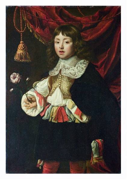 Постер Портрет мальчика, держащего розу с типом исполнения На холсте в раме в багетной раме 221-03