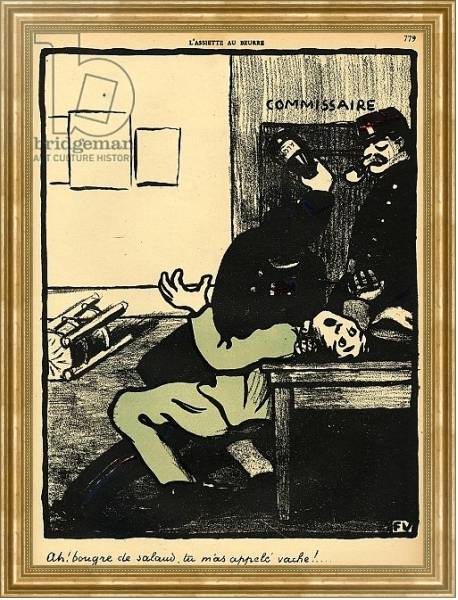 Постер A policeman hits a man with a bottle in a police station, 1902 с типом исполнения На холсте в раме в багетной раме NA033.1.051