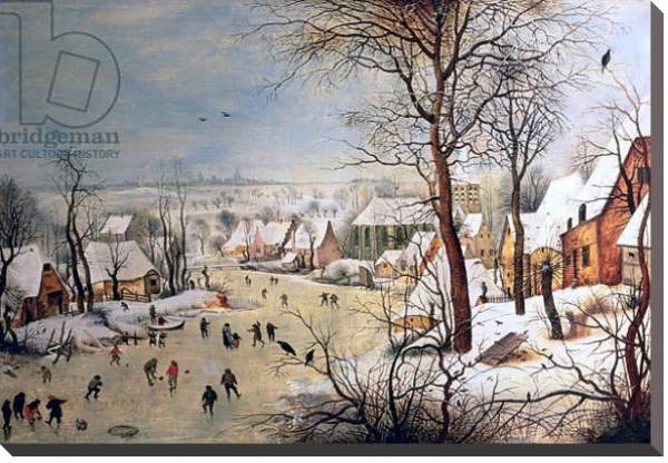 Постер Winter Landscape with Birdtrap, 1601 с типом исполнения На холсте без рамы