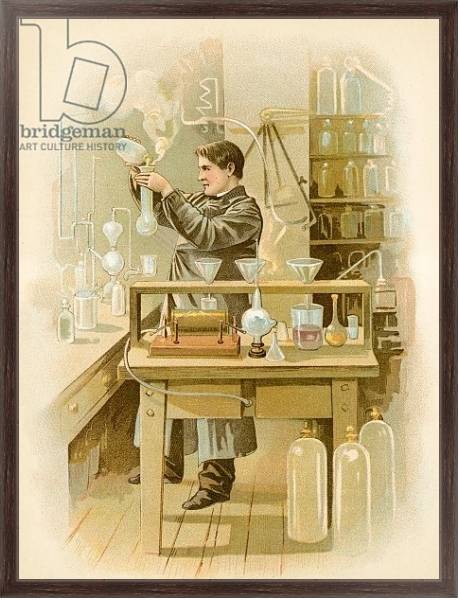 Постер Thomas Edison in his laboratory с типом исполнения На холсте в раме в багетной раме 221-02