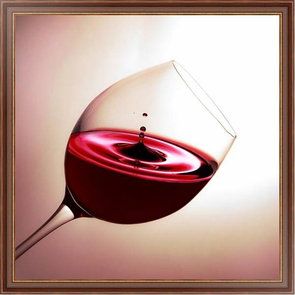 Постер Капля красного вина в бокале с типом исполнения На холсте в раме в багетной раме 35-M719P-83