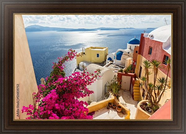 Постер Архитектура на острове Санторини с типом исполнения На холсте в раме в багетной раме 1.023.151