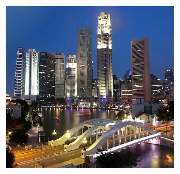 Постер Сингапур. Финансовый район с типом исполнения На холсте в раме в багетной раме 221-03