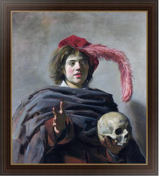 Постер Молодой человек с черепом с типом исполнения На холсте в раме в багетной раме 1.023.151