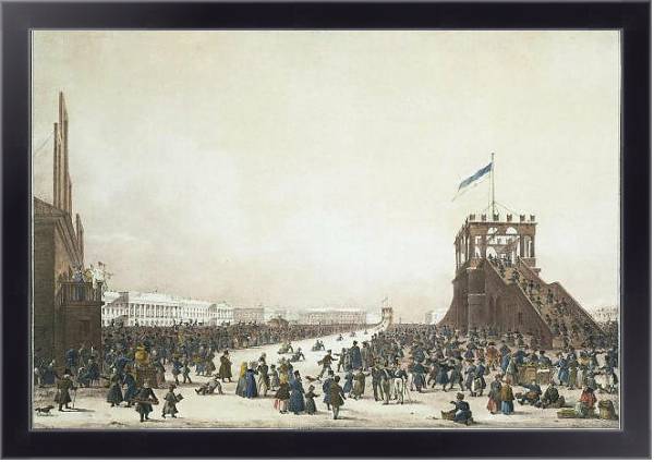 Постер Масленичное гуляние с катанием с гор на Царском лугу в Санкт-Петербурге с типом исполнения На холсте в раме в багетной раме 221-01