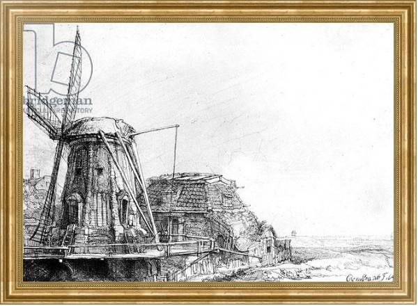 Постер The Windmill, 1641 с типом исполнения На холсте в раме в багетной раме NA033.1.051