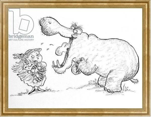 Постер 'I'm Not Scared of You, Mr Hippo' с типом исполнения На холсте в раме в багетной раме NA033.1.051