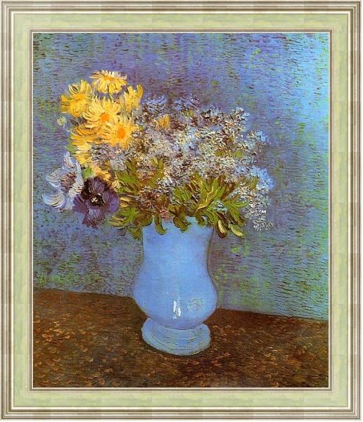 Постер Vase with Lilacs, Daisies and Anemones  ваза с сиренью, маргаритками и актиниями с типом исполнения На холсте в раме в багетной раме NA053.0.113