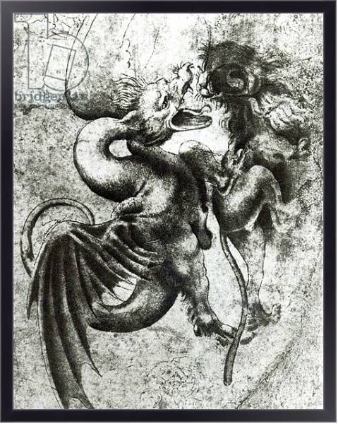 Постер Fight between a Dragon and a Lion с типом исполнения На холсте в раме в багетной раме 221-01