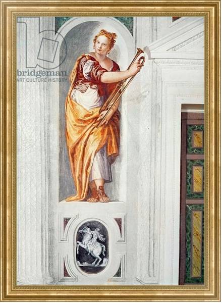 Постер Musician with a Horn, c.1560-1568 с типом исполнения На холсте в раме в багетной раме NA033.1.051