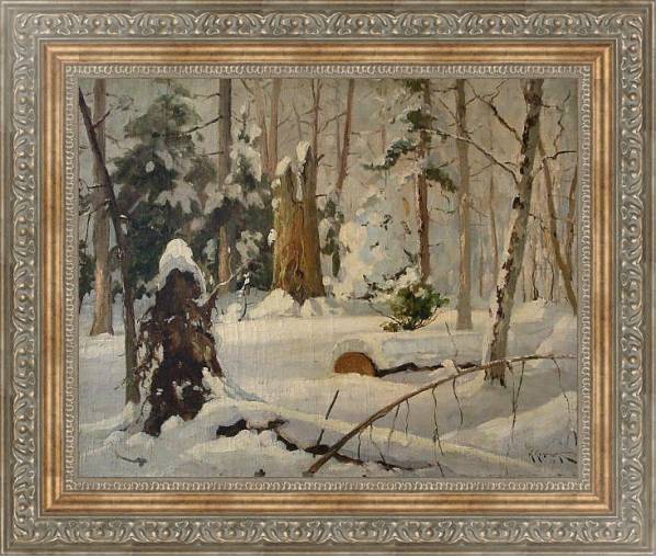 Постер Зимний лес, 1899г с типом исполнения На холсте в раме в багетной раме 484.M48.310