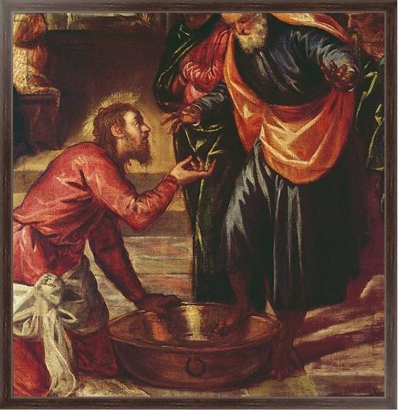 Постер Christ Washing the Feet of the Disciples с типом исполнения На холсте в раме в багетной раме 221-02