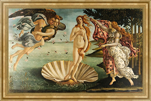 Постер Рождение Венеры 1 с типом исполнения На холсте в раме в багетной раме NA033.1.051