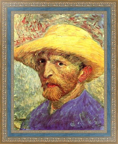 Постер Автопортрет с соломенной шляпой 3 с типом исполнения На холсте в раме в багетной раме 484.M48.685
