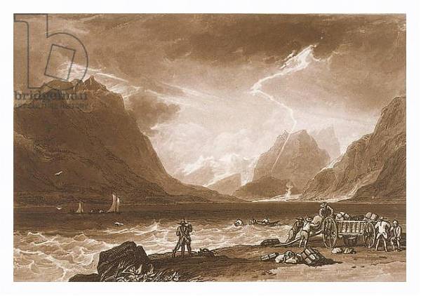 Постер F.15.I Lake of Thun, from the 'Liber Studiorum', engraved by Charles Turner, 1808 с типом исполнения На холсте в раме в багетной раме 221-03