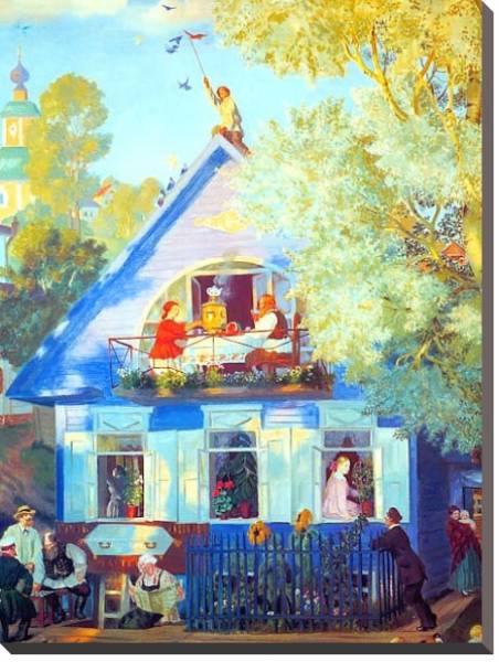 Постер Голубой домик с типом исполнения На холсте без рамы