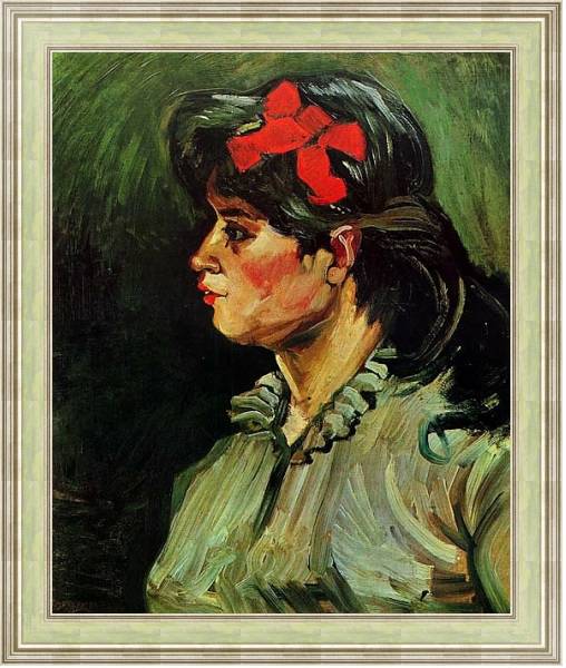 Постер Портрет женщины с красной лентой с типом исполнения На холсте в раме в багетной раме NA053.0.113
