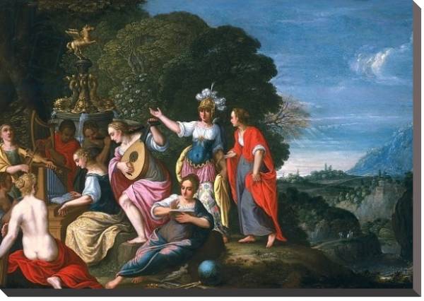 Постер Athene and the Nine Muses at the Wells of Hipokrene, 1624 с типом исполнения На холсте без рамы