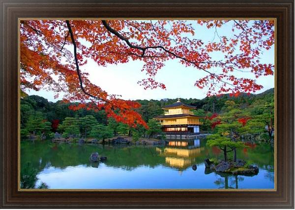 Постер Япония. Киото. Золотой храм с типом исполнения На холсте в раме в багетной раме 1.023.151