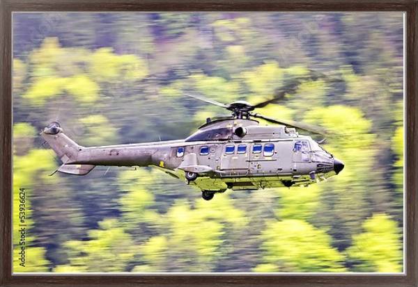 Постер Военный вертолет с типом исполнения На холсте в раме в багетной раме 221-02