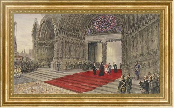 Постер Посещение императорской четой Реймского собора с типом исполнения На холсте в раме в багетной раме NA033.1.051