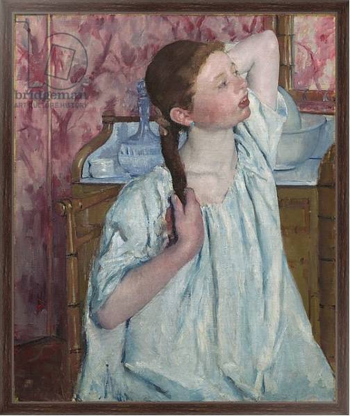 Постер Girl Arranging Her Hair, 1886 с типом исполнения На холсте в раме в багетной раме 221-02
