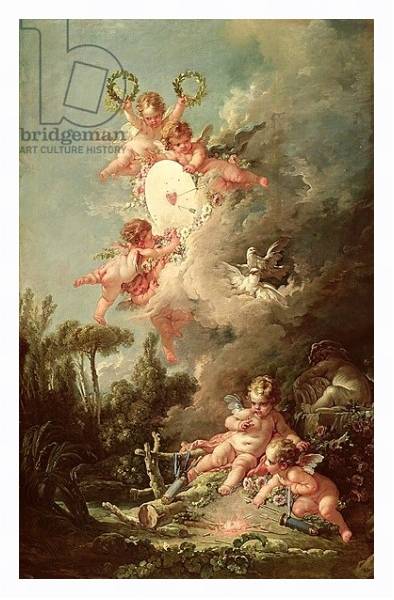 Постер Cupid's Target, from 'Les Amours des Dieux', 1758 с типом исполнения На холсте в раме в багетной раме 221-03