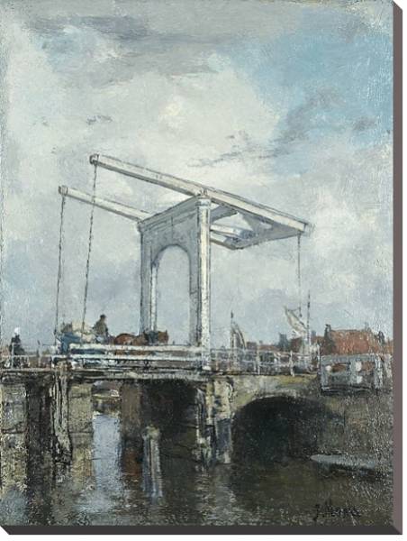 Постер Разводной мост в голланском городке с типом исполнения На холсте без рамы