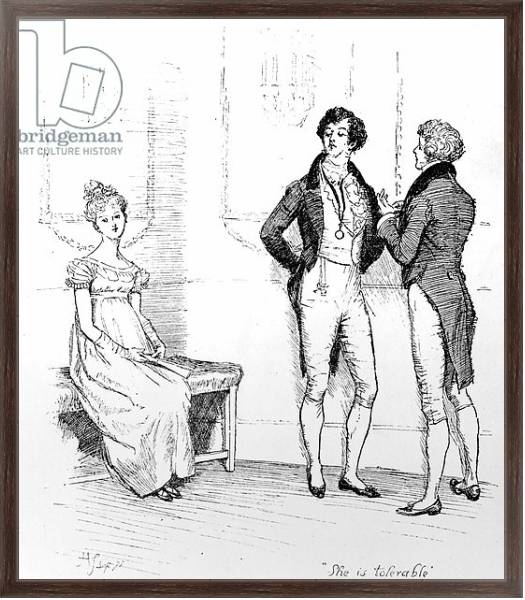 Постер 'She is tolerable', illustration from 'Pride & Prejudice' by Jane Austen, edition published in 1894 с типом исполнения На холсте в раме в багетной раме 221-02