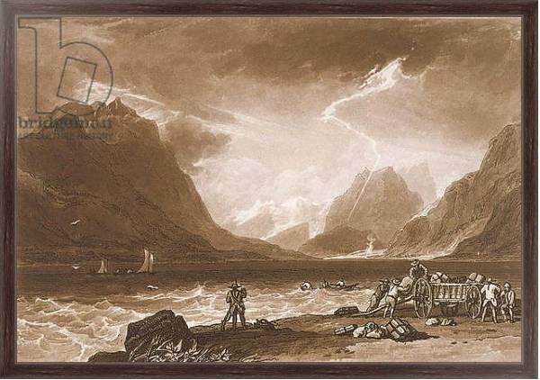 Постер F.15.I Lake of Thun, from the 'Liber Studiorum', engraved by Charles Turner, 1808 с типом исполнения На холсте в раме в багетной раме 221-02