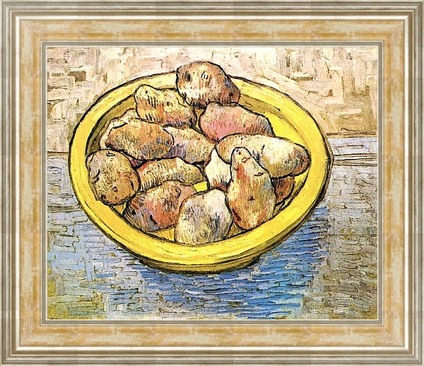 Постер Натюрморт: картофель на желтом блюде с типом исполнения На холсте в раме в багетной раме NA053.0.115