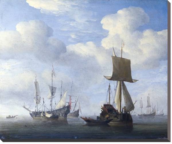 Постер Английский и голландский корабль на приколе с типом исполнения На холсте без рамы