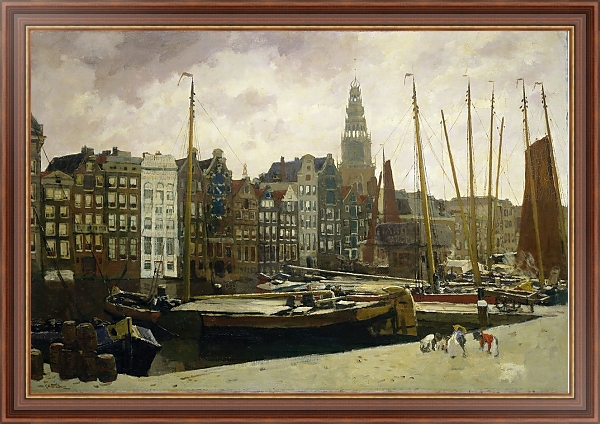 Постер The Damrak, Amsterdam с типом исполнения На холсте в раме в багетной раме 35-M719P-83