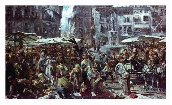 Постер The Market of Verona, 1884 2 с типом исполнения На холсте в раме в багетной раме 221-03