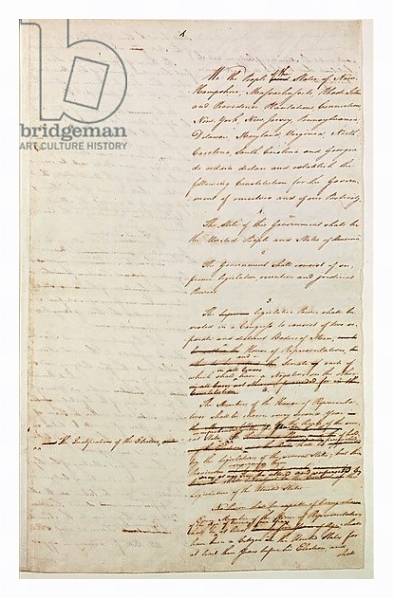 Постер First draft of the Constitution of the United States, 1787 с типом исполнения На холсте в раме в багетной раме 221-03