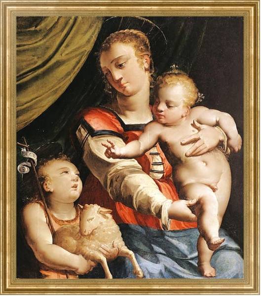 Постер Дева с младенцем и Иоанн Креститель с типом исполнения На холсте в раме в багетной раме NA033.1.051