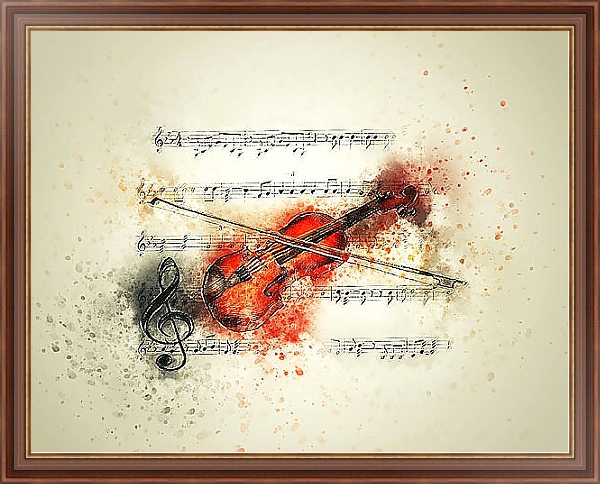 Постер Скрипка и ноты с типом исполнения На холсте в раме в багетной раме 35-M719P-83