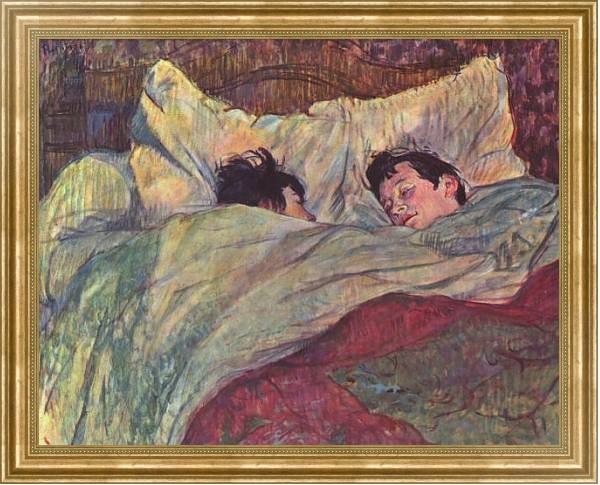 Постер Две девушки в кровати с типом исполнения На холсте в раме в багетной раме NA033.1.051