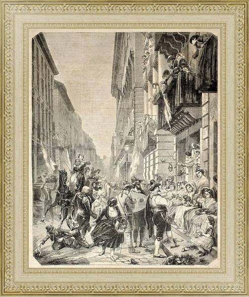 Постер Carnival festivities in Rome. Original, from drawing of Godefroy and Durand, published on L'Illustra с типом исполнения Акварель в раме в багетной раме 484.M48.725
