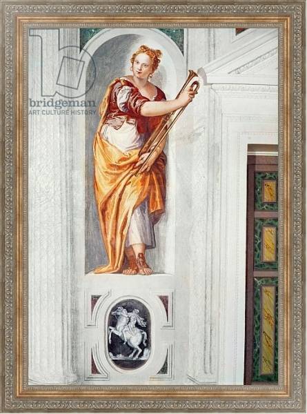 Постер Musician with a Horn, c.1560-1568 с типом исполнения На холсте в раме в багетной раме 484.M48.310