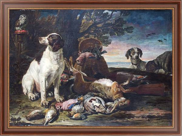 Постер Мертвые птицы и игра с собаками и совой с типом исполнения На холсте в раме в багетной раме 35-M719P-83