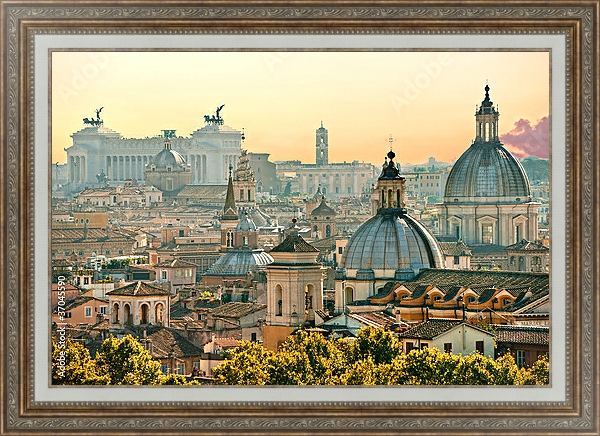 Постер Италия, Рим. Панорама с типом исполнения На холсте в раме в багетной раме 595.M52.330