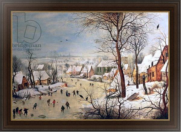 Постер Winter Landscape with Birdtrap, 1601 с типом исполнения На холсте в раме в багетной раме 1.023.151