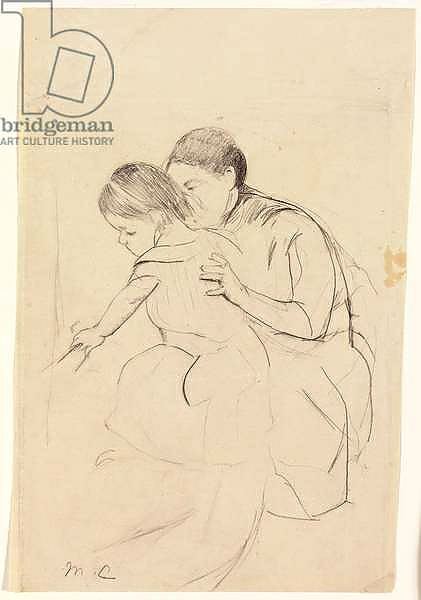 Постер Baby with Left Hand Touching a Tub, Held by Her Nurse, c.1891 с типом исполнения На холсте без рамы